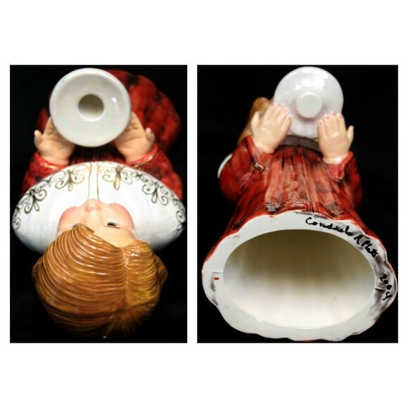 17" Hand Painted Ceramic Large Choir Boy Candle Holder Signed 2004 Christmas - Picture 10 of 12